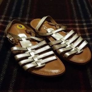 Silver leather gladiator sandals